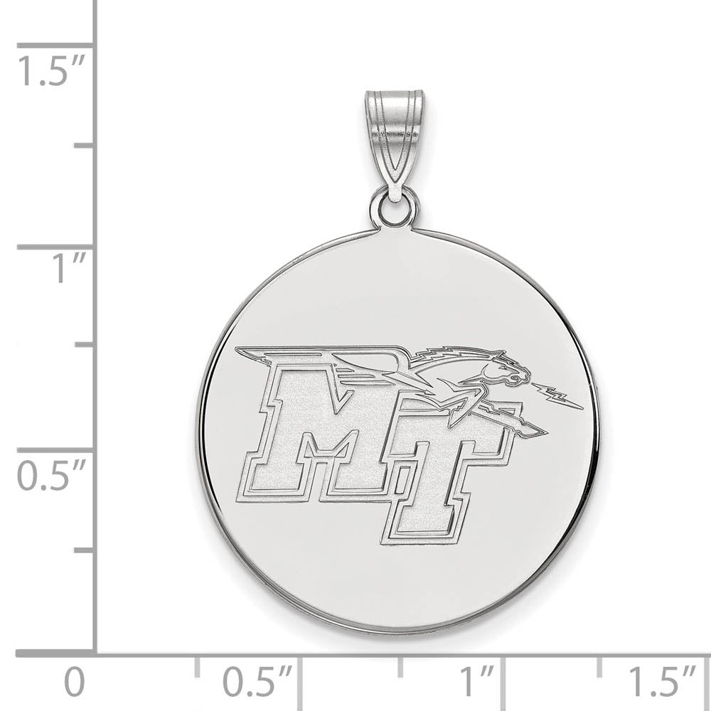Alternate view of the Sterling Silver Middle Tennessee State XL Disc Pendant by The Black Bow Jewelry Co.