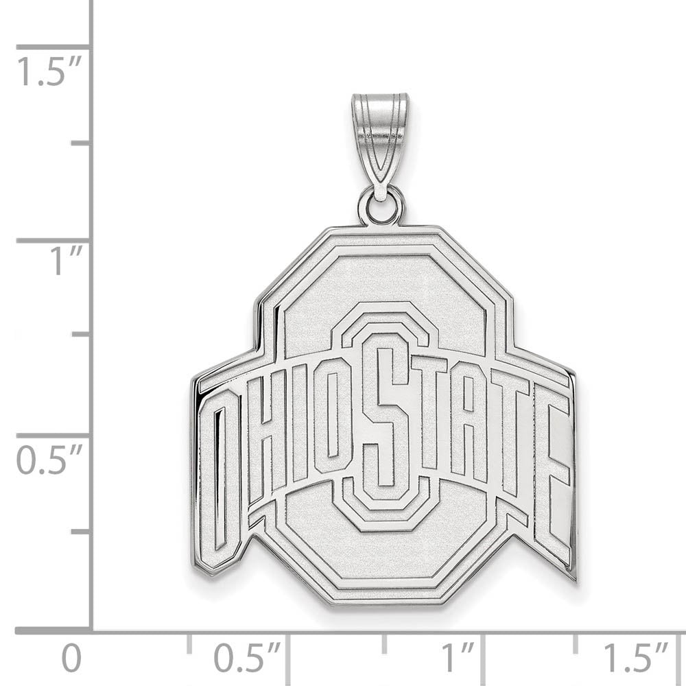 Alternate view of the Sterling Silver Ohio State XL Logo Pendant Necklace by The Black Bow Jewelry Co.