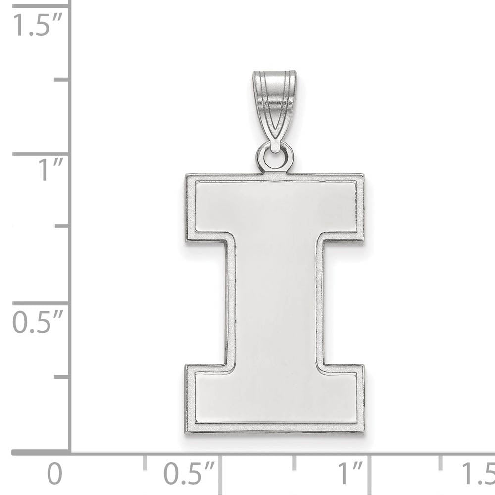 Alternate view of the Sterling Silver U. of Illinois XL Initial I Pendant by The Black Bow Jewelry Co.