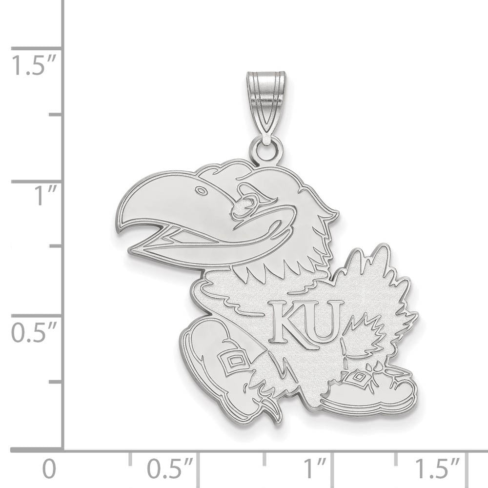 Alternate view of the Sterling Silver U. of Kansas XL Pendant by The Black Bow Jewelry Co.
