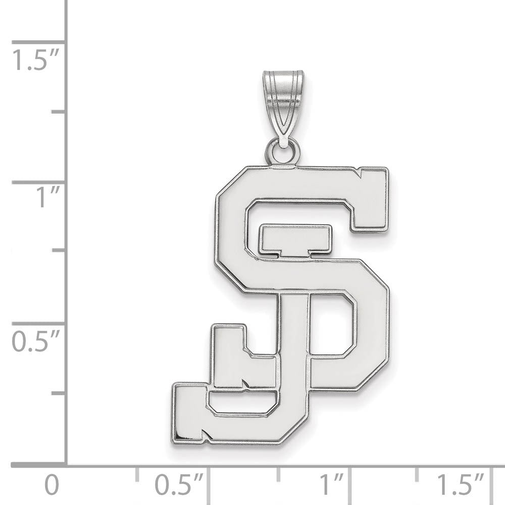 Alternate view of the Sterling Silver San Jose State XL Pendant by The Black Bow Jewelry Co.