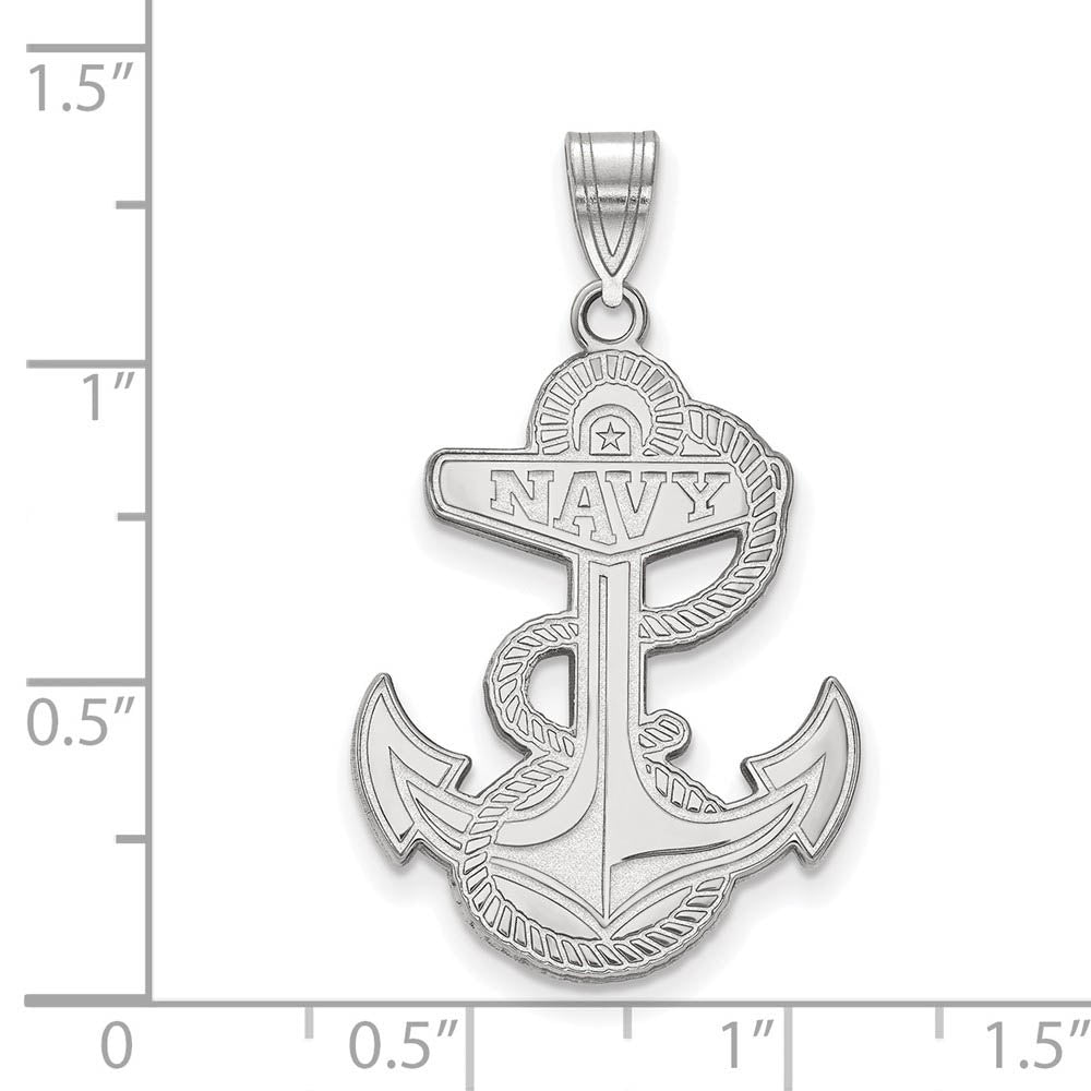 Alternate view of the Sterling Silver U.S. Navy XL Pendant Necklace by The Black Bow Jewelry Co.