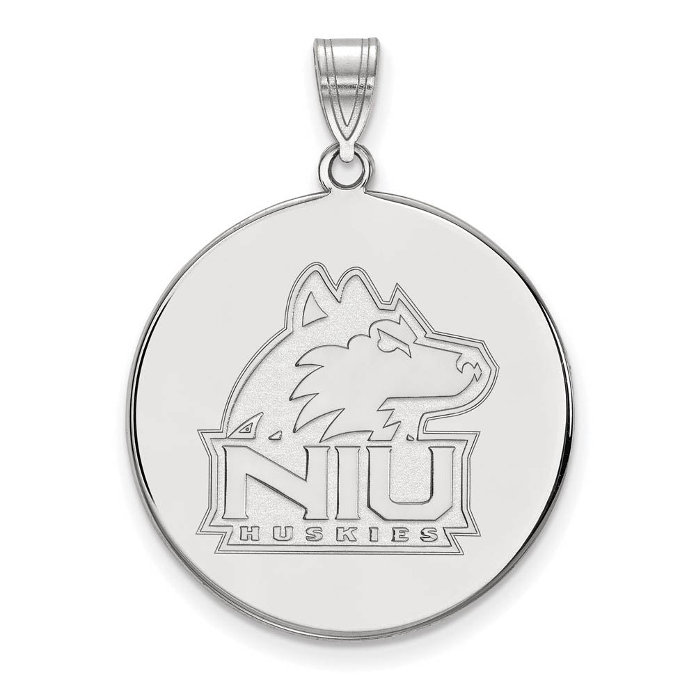 Sterling Silver Northern Illinois U. XL Logo Disc Pendant, Item P22562 by The Black Bow Jewelry Co.