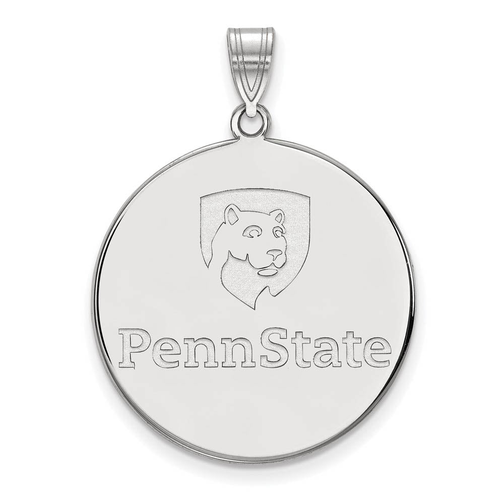 Sterling Silver Penn State XL Disc Pendant, Item P22573 by The Black Bow Jewelry Co.