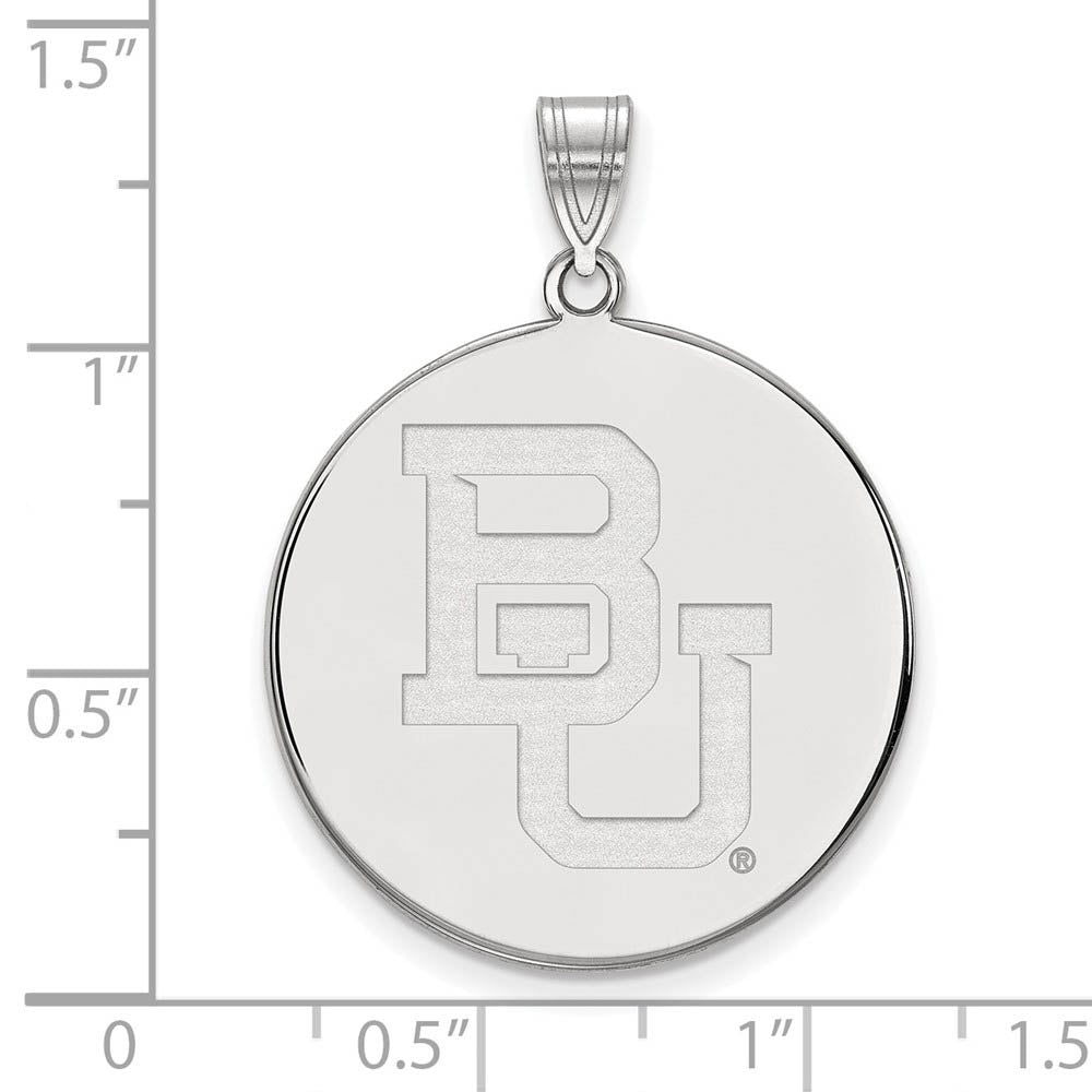Alternate view of the Sterling Silver Baylor U XL Logo Disc Pendant Necklace by The Black Bow Jewelry Co.