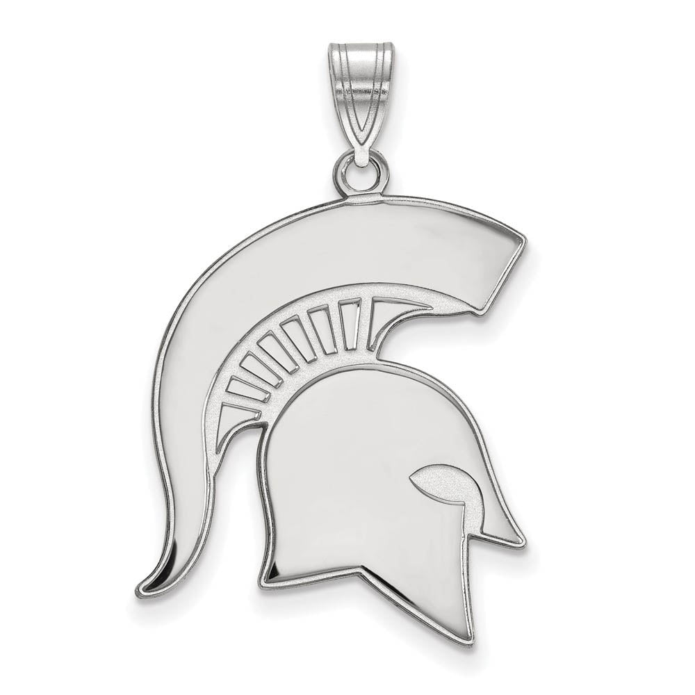 Sterling Silver Michigan State XL Logo Pendant, Item P22597 by The Black Bow Jewelry Co.