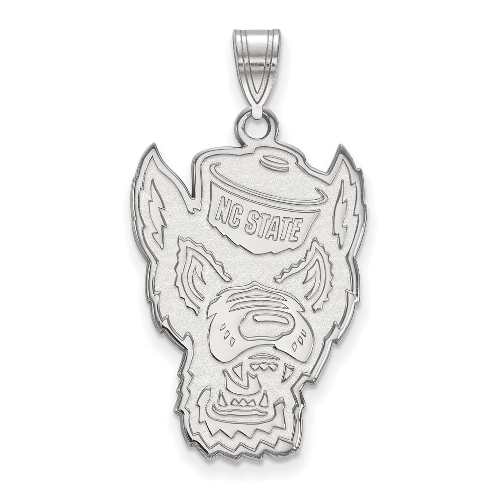 Sterling Silver North Carolina State XL Logo Pendant, Item P22599 by The Black Bow Jewelry Co.