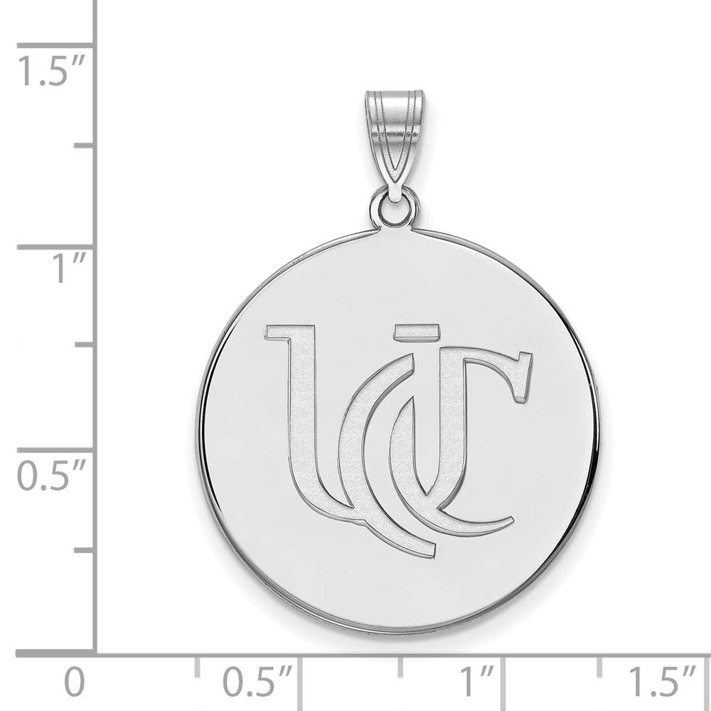 Alternate view of the Sterling Silver U. of Cincinnati XL Disc Pendant by The Black Bow Jewelry Co.