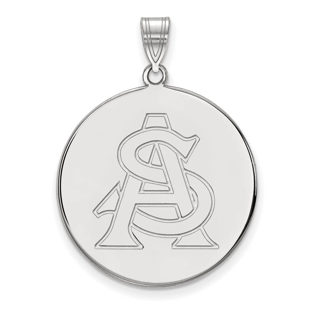 Sterling Silver Arizona State XL Disc Pendant, Item P22607 by The Black Bow Jewelry Co.