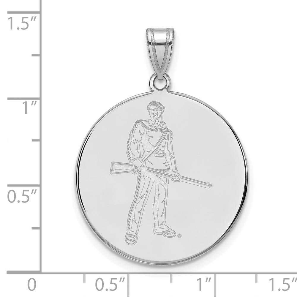 Alternate view of the Sterling Silver West Virginia U. XL Mascot Disc Pendant by The Black Bow Jewelry Co.