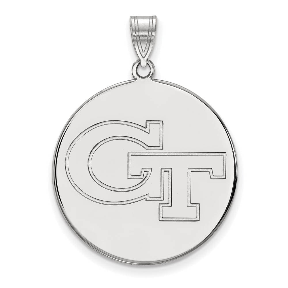 Sterling Silver Georgia Technology XL Disc Pendant, Item P22613 by The Black Bow Jewelry Co.