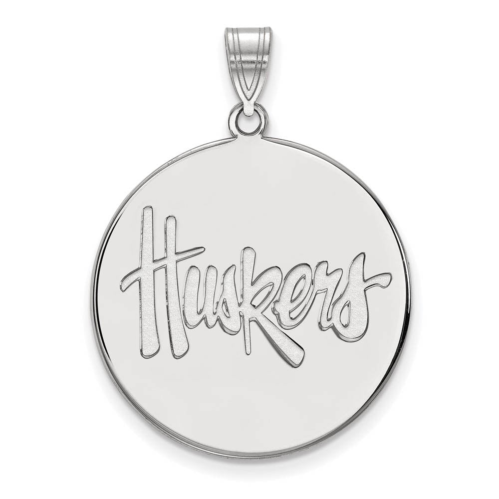 Sterling Silver U. of Nebraska XL Disc Pendant, Item P22616 by The Black Bow Jewelry Co.