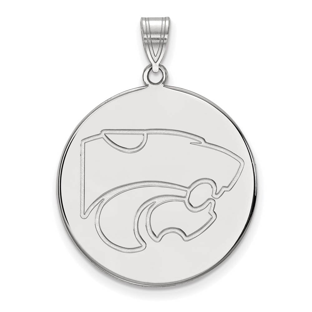 Sterling Silver Kansas State XL Mascot Disc Pendant, Item P22621 by The Black Bow Jewelry Co.