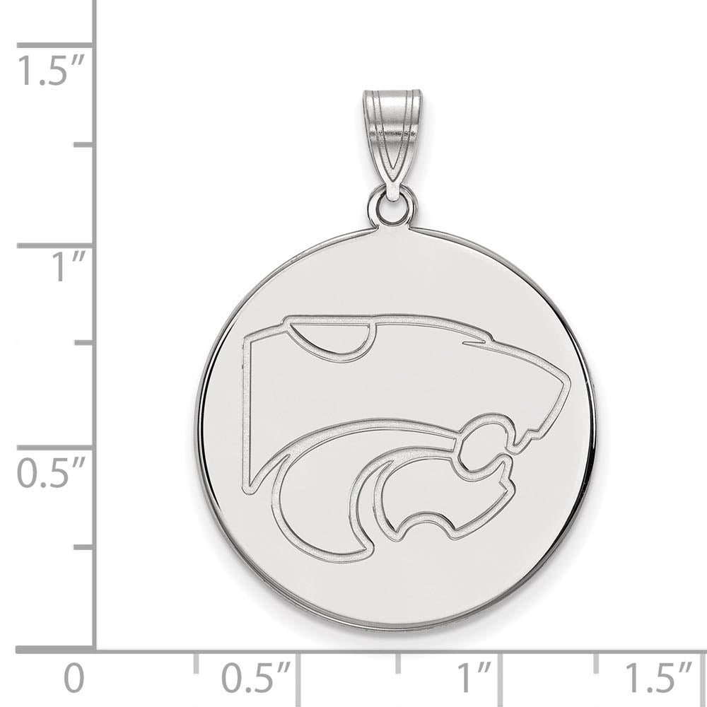 Alternate view of the Sterling Silver Kansas State XL Mascot Disc Pendant by The Black Bow Jewelry Co.