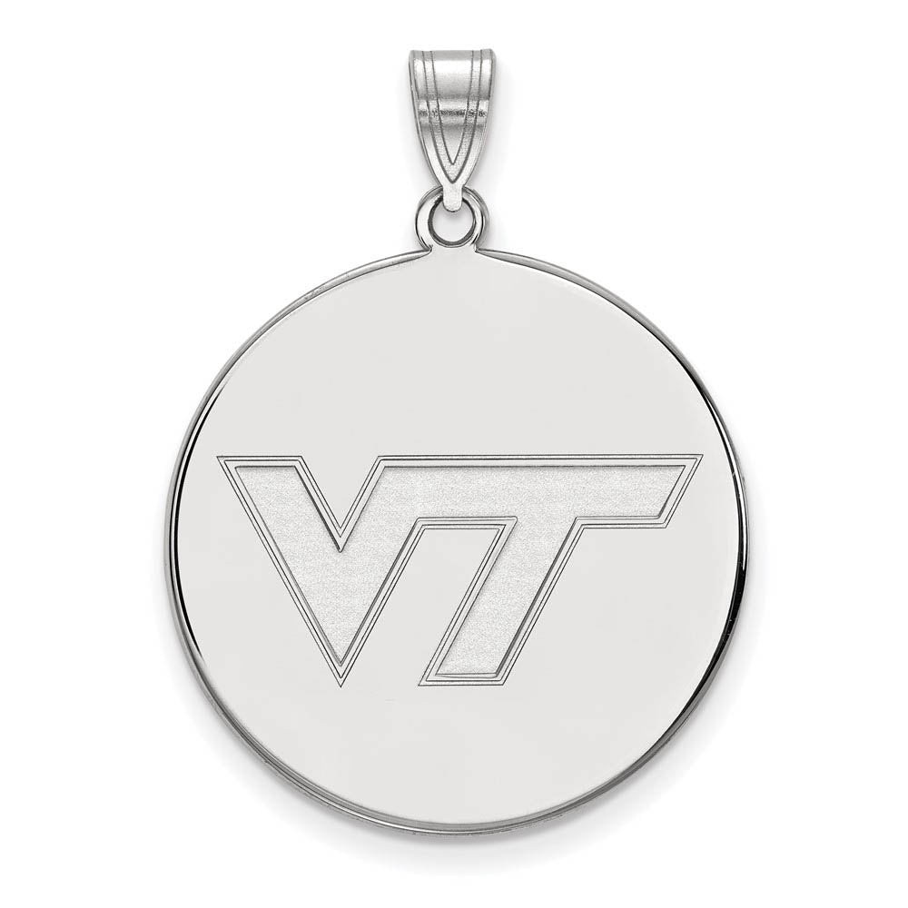 Sterling Silver Virginia Tech XL Logo Disc Pendant, Item P22626 by The Black Bow Jewelry Co.