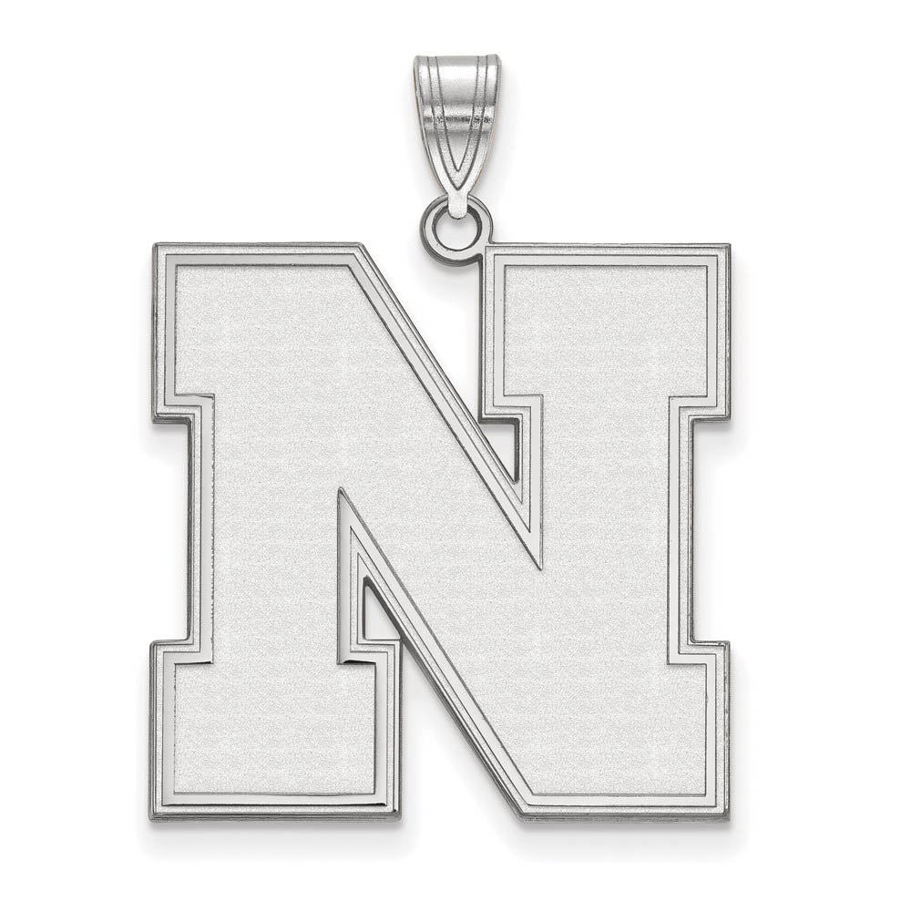 Sterling Silver U. of Nebraska XL Initial N Pendant, Item P22630 by The Black Bow Jewelry Co.