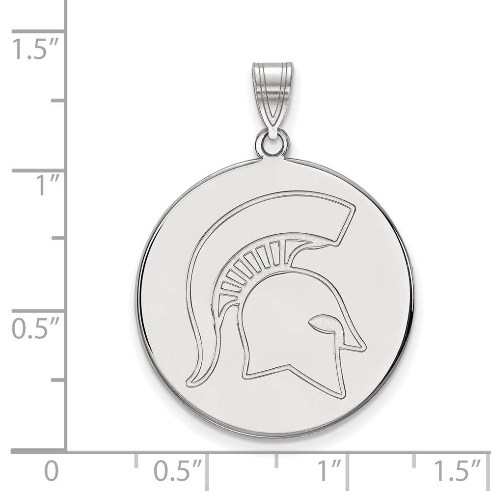 Alternate view of the Sterling Silver Michigan State XL Logo Disc Pendant by The Black Bow Jewelry Co.