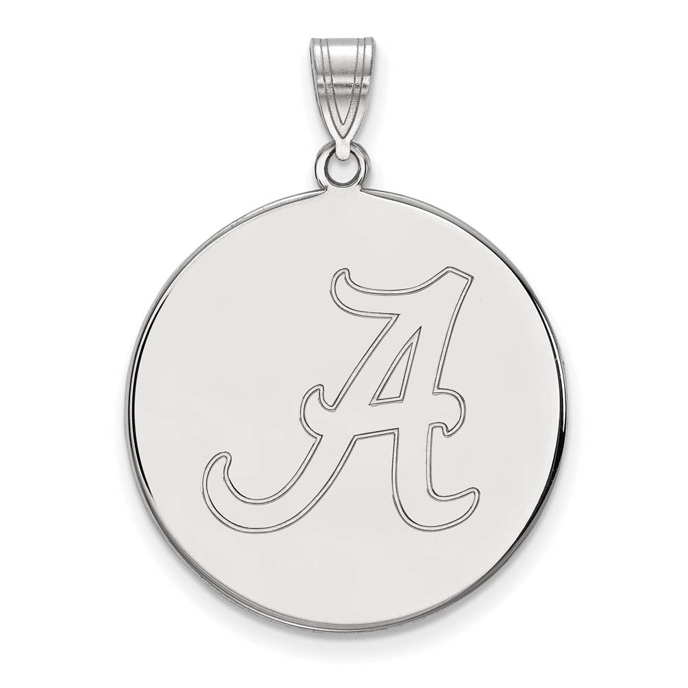 Sterling Silver U. of Alabama XL Initial A Disc Pendant, Item P22653 by The Black Bow Jewelry Co.