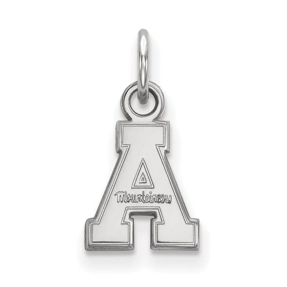 10k White Gold Appalachian State XS (Tiny) Charm or Pendant, Item P22662 by The Black Bow Jewelry Co.