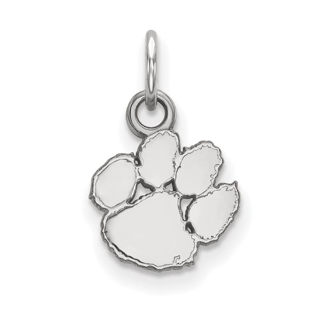 10k White Gold Clemson U XS (Tiny) Charm or Pendant, Item P22668 by The Black Bow Jewelry Co.