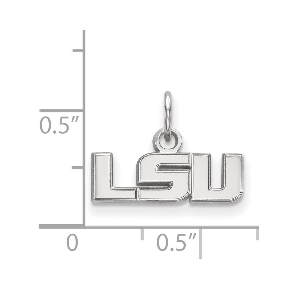 Alternate view of the 10k White Gold Louisiana State XS (Tiny) 'LSU' Charm or Pendant by The Black Bow Jewelry Co.