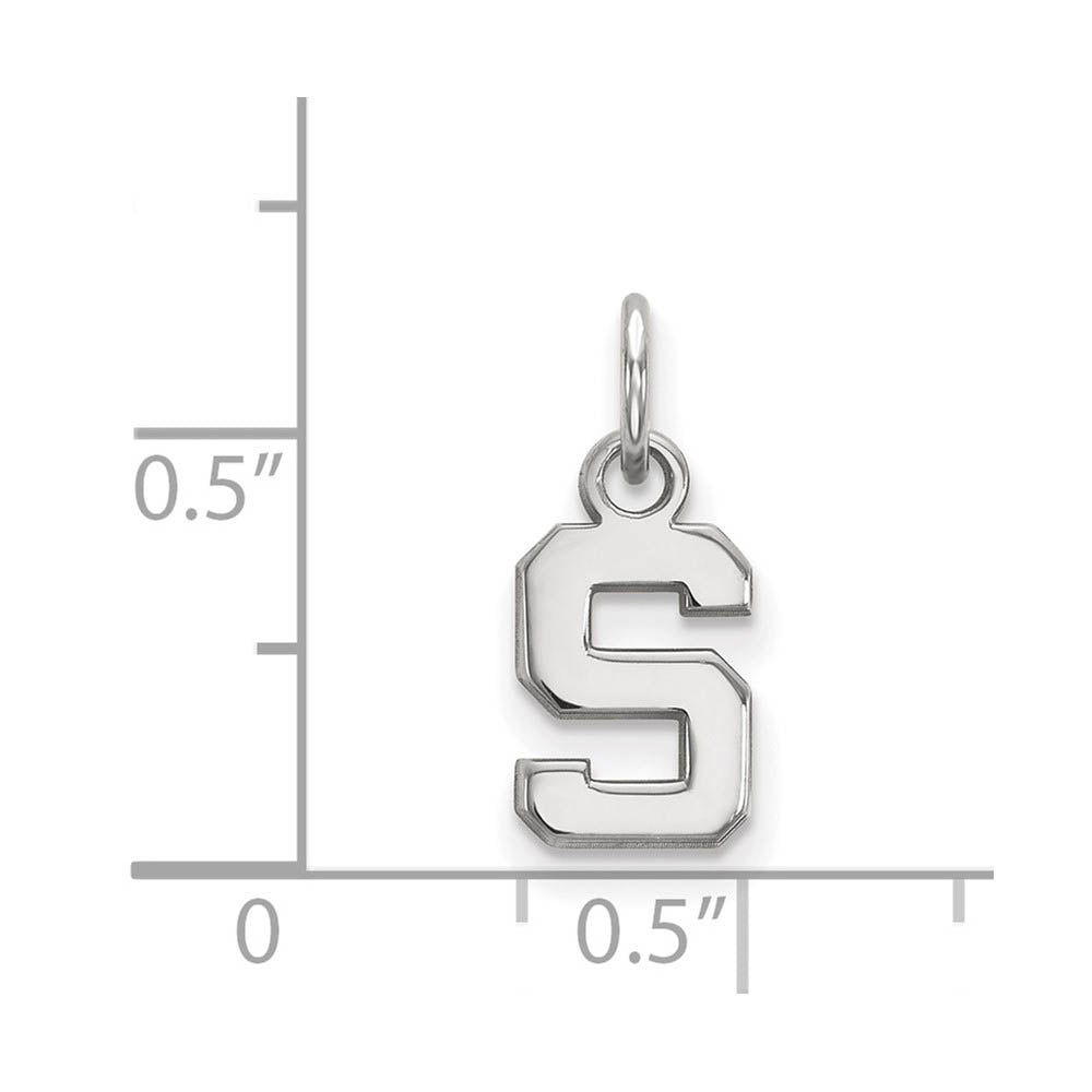 Alternate view of the 10k White Gold Michigan State XS (Tiny) Initial S Charm or Pendant by The Black Bow Jewelry Co.