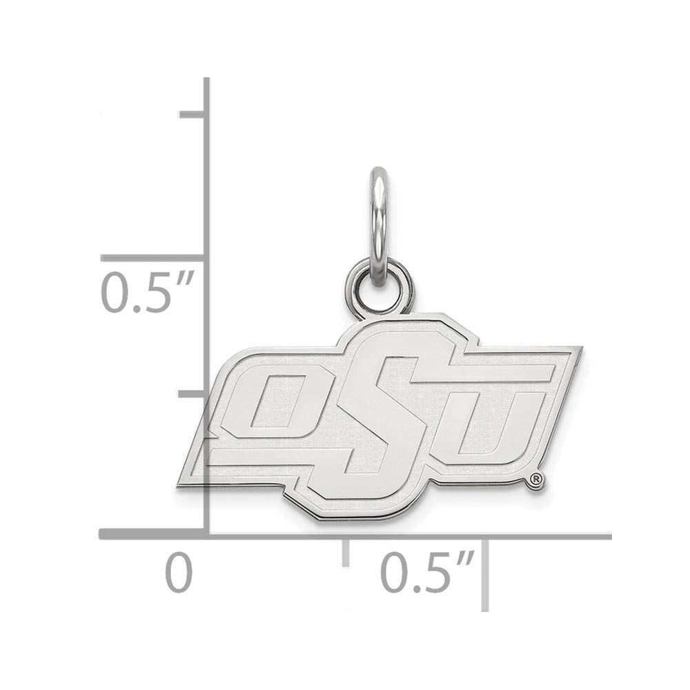Alternate view of the 10k White Gold Oklahoma State XS (Tiny) 'OSU' Charm or Pendant by The Black Bow Jewelry Co.