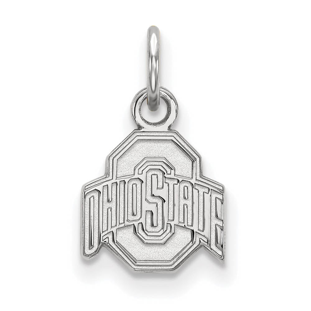 10k White Gold Ohio State XS (Tiny) Logo Charm or Pendant, Item P22693 by The Black Bow Jewelry Co.