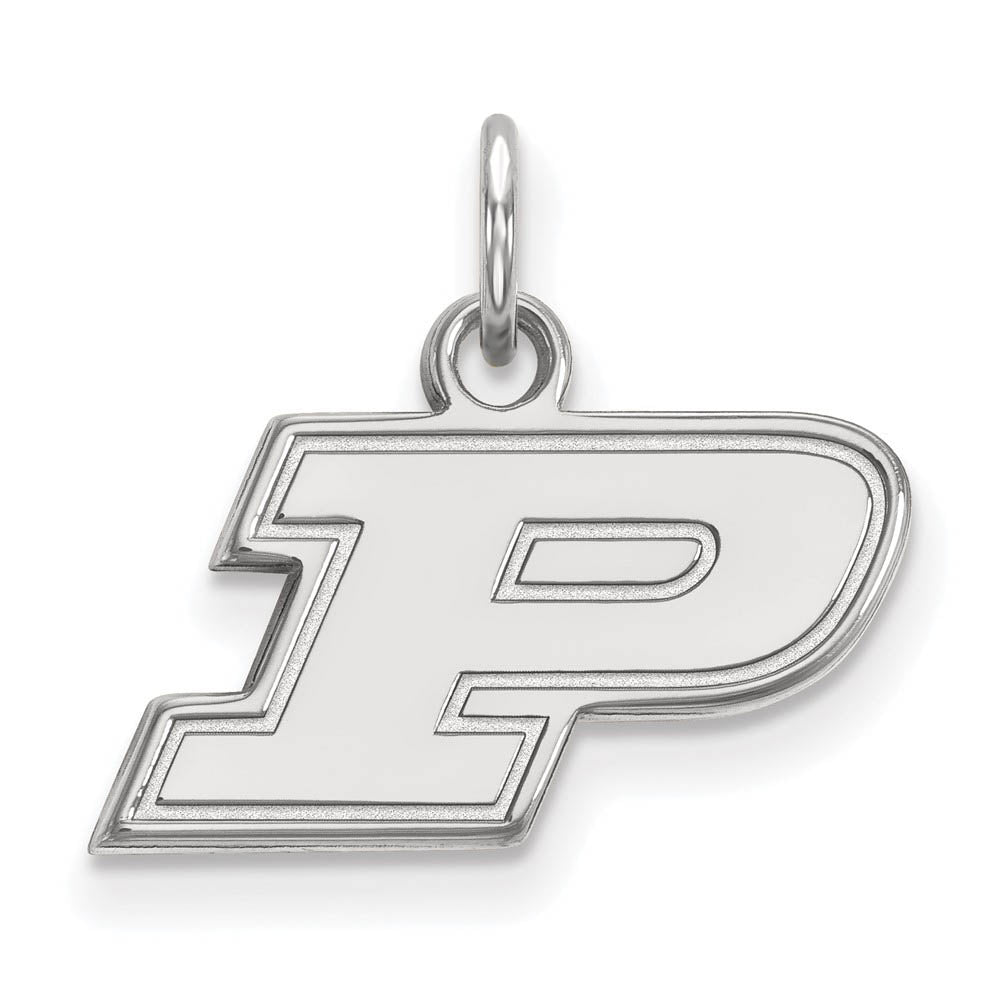 10k White Gold Purdue XS Initial P Charm or Pendant, Item P22696 by The Black Bow Jewelry Co.