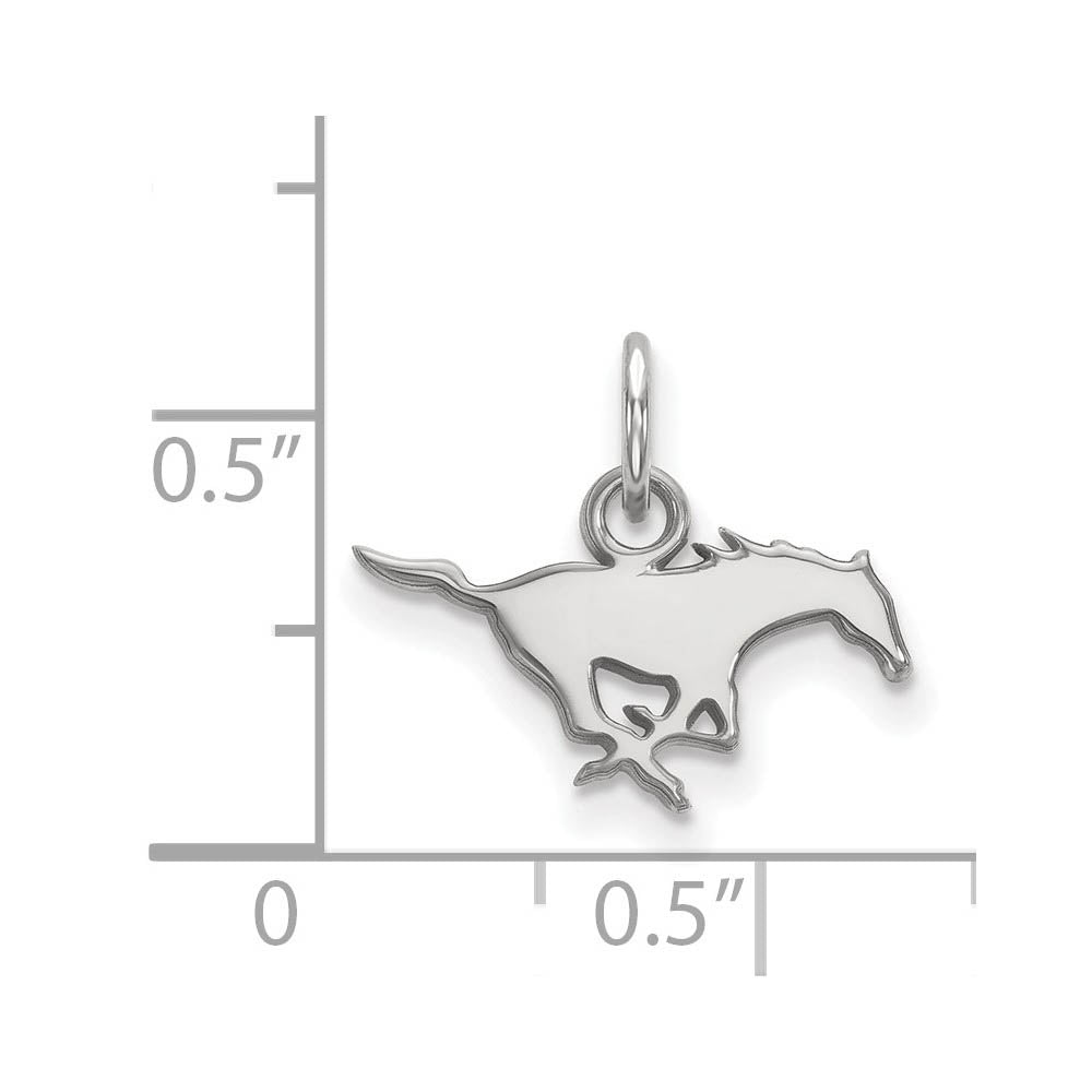 Alternate view of the 10k White Gold Southern Methodist U. XS (Tiny) Charm or Pendant by The Black Bow Jewelry Co.