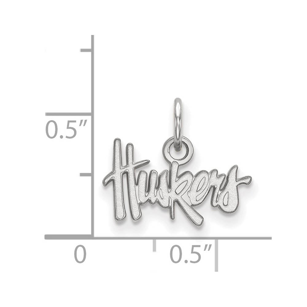Alternate view of the 10k White Gold U. of Nebraska XS (Tiny) 'Huskers' Charm or Pendant by The Black Bow Jewelry Co.