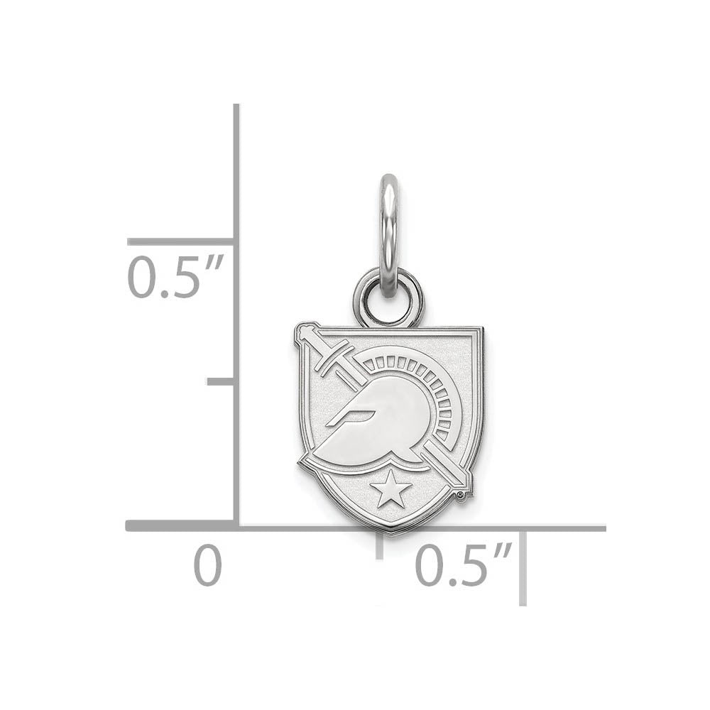 Alternate view of the 10k White Gold Military Academy XS (Tiny) Shield Charm or Pendant by The Black Bow Jewelry Co.
