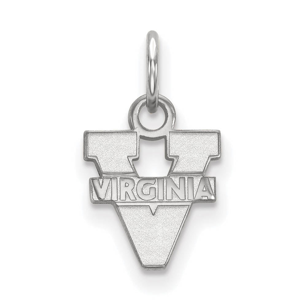 10k White Gold U. of Virginia XS (Tiny) 'V' Logo Charm or Pendant, Item P22742 by The Black Bow Jewelry Co.