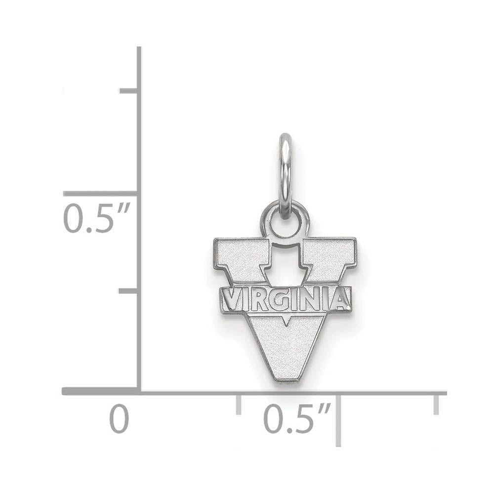 Alternate view of the 10k White Gold U. of Virginia XS (Tiny) 'V' Logo Charm or Pendant by The Black Bow Jewelry Co.