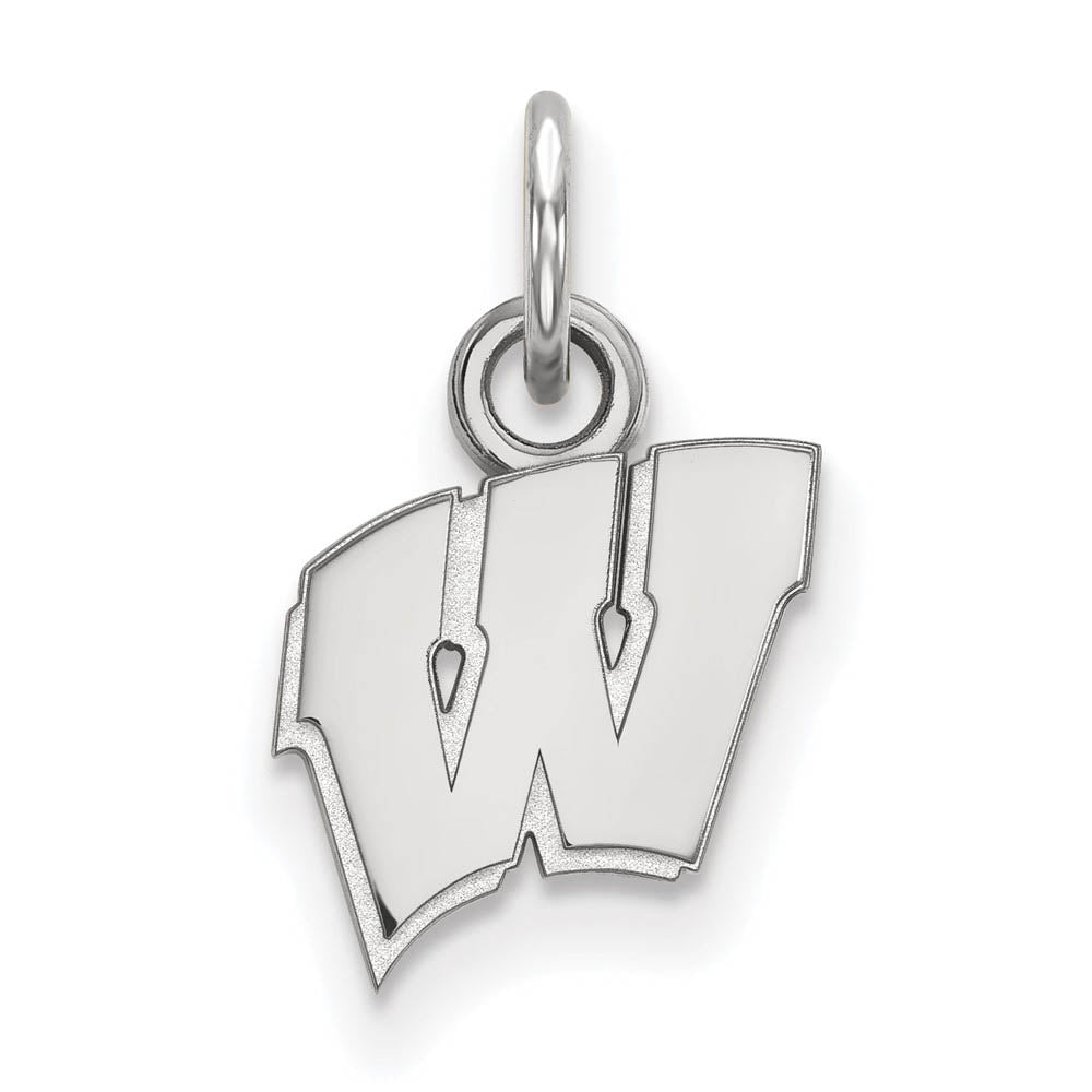 10k White Gold U. of Wisconsin XS (Tiny) Initial W Charm or Pendant, Item P22744 by The Black Bow Jewelry Co.