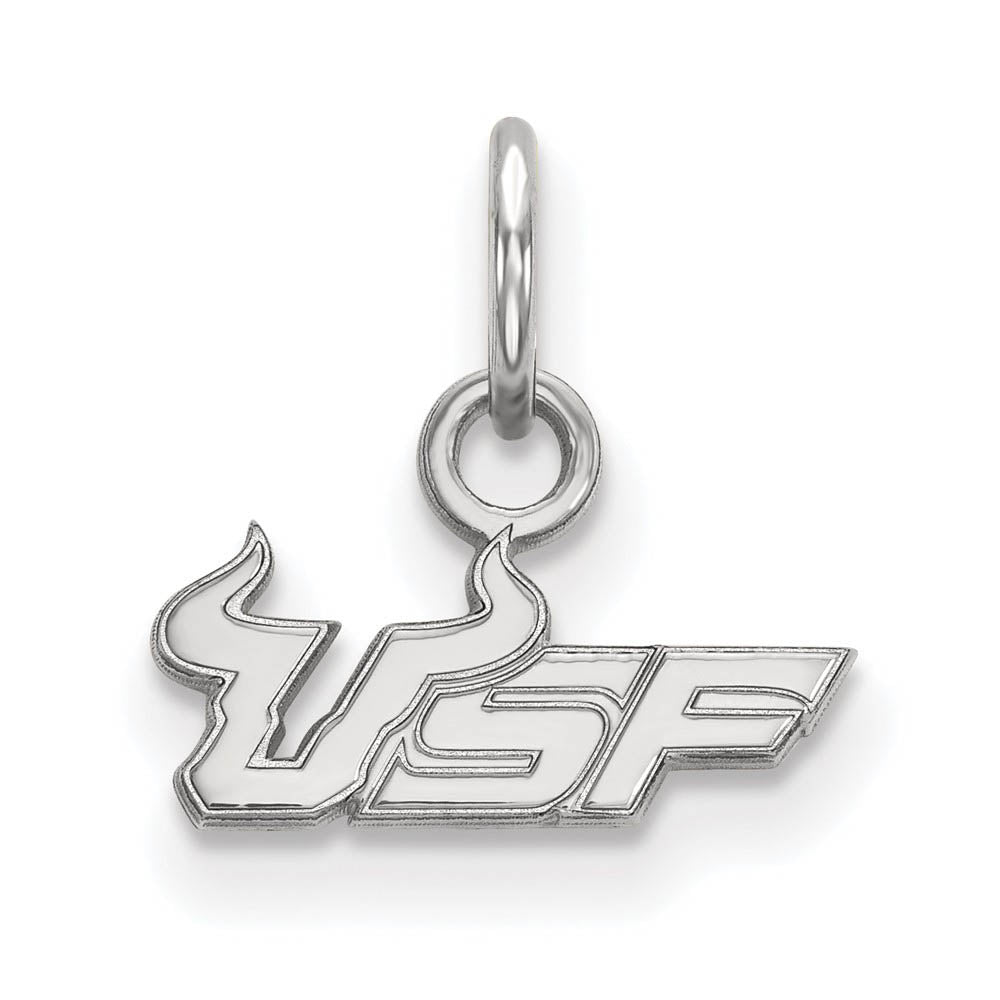 10k White Gold South Florida XS (Tiny) 'USF' Charm or Pendant, Item P22756 by The Black Bow Jewelry Co.