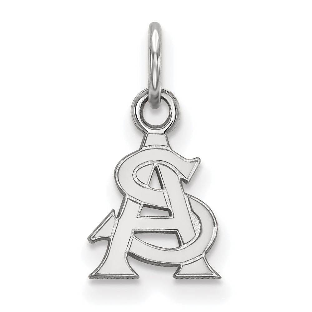 10k White Gold Arizona State XS (Tiny) Charm or Pendant, Item P22763 by The Black Bow Jewelry Co.