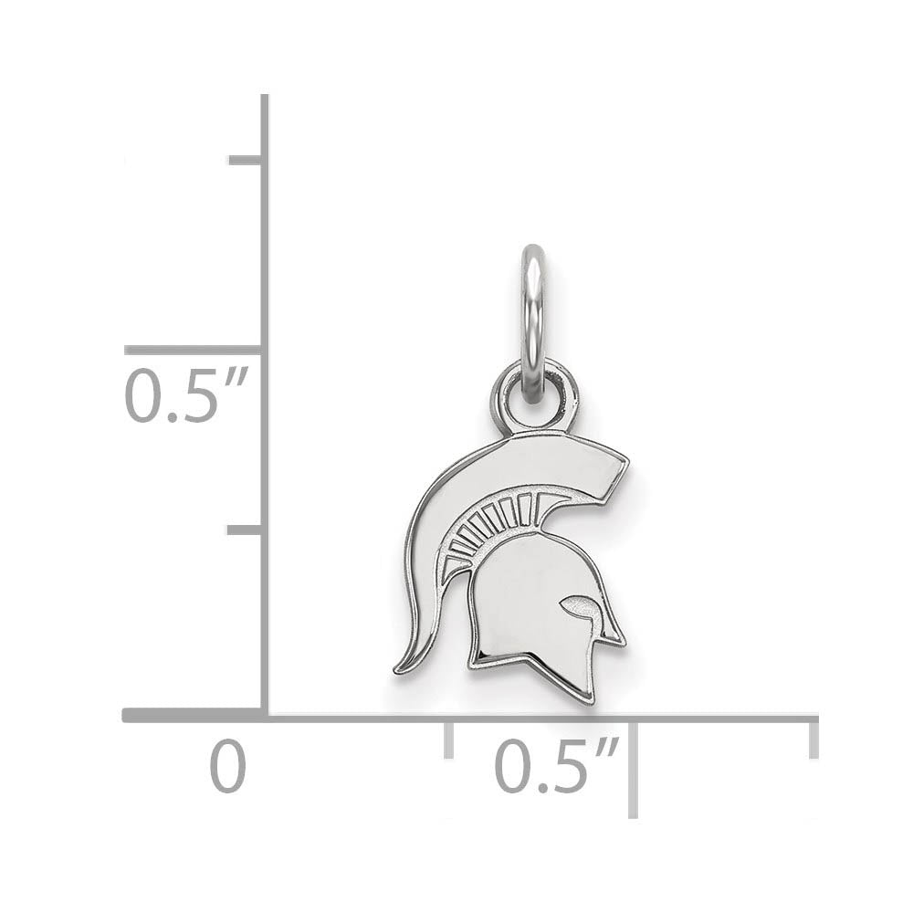 Alternate view of the 10k White Gold Michigan State XS (Tiny) Logo Charm or Pendant by The Black Bow Jewelry Co.