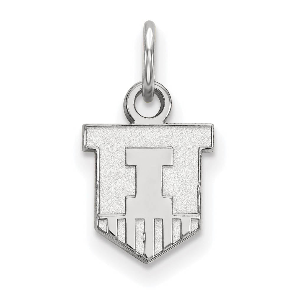10k White Gold U. of Illinois XS (Tiny) Shield Charm or Pendant, Item P22782 by The Black Bow Jewelry Co.