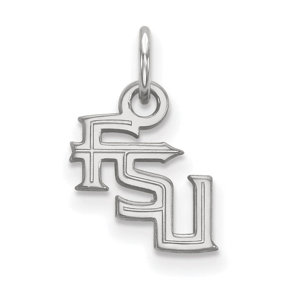 10k White Gold Florida State XS (Tiny) 'FSU' Charm or Pendant, Item P22786 by The Black Bow Jewelry Co.