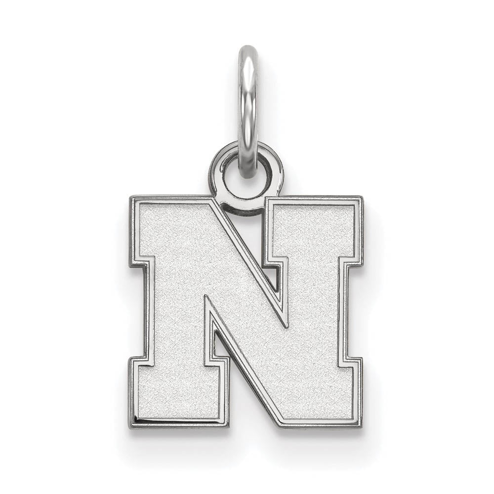 10k White Gold U. of Nebraska XS (Tiny) Initial N Charm or Pendant, Item P22797 by The Black Bow Jewelry Co.