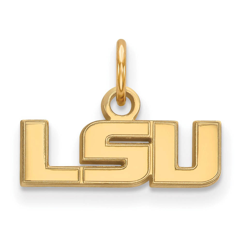 10k Yellow Gold Louisiana State XS (Tiny) 'LSU' Charm or Pendant, Item P22811 by The Black Bow Jewelry Co.
