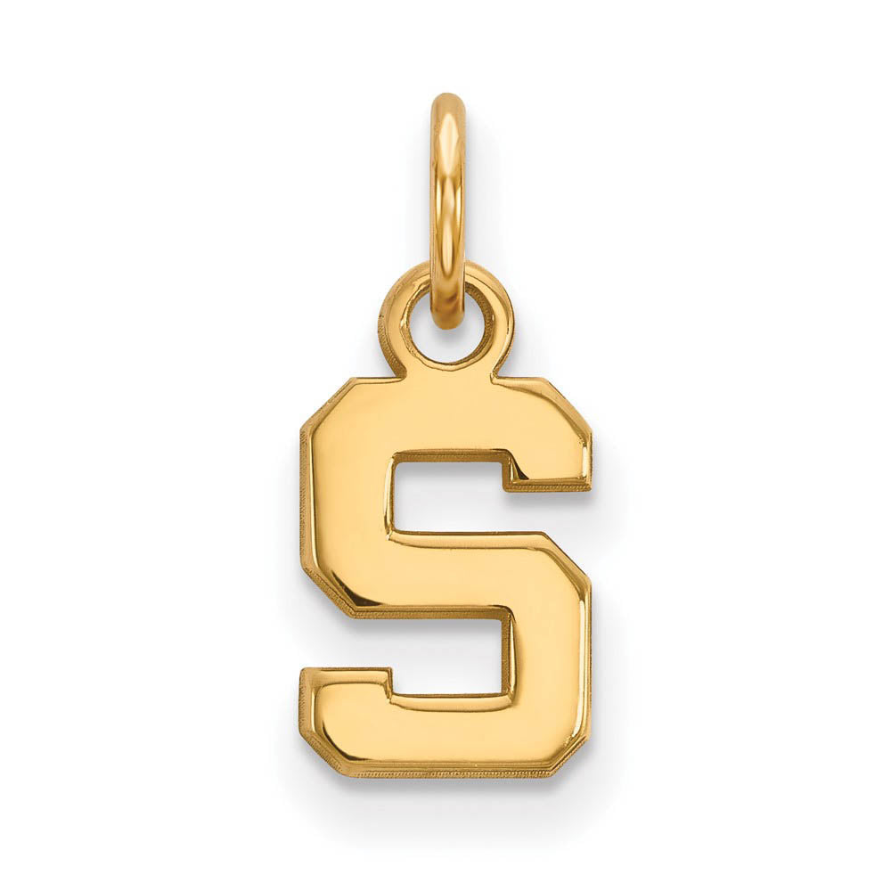 10k Yellow Gold Michigan State XS (Tiny) Initial S Charm or Pendant, Item P22812 by The Black Bow Jewelry Co.
