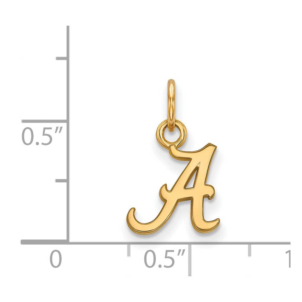 Alternate view of the 10k Yellow Gold U. of Alabama XS (Tiny) Initial A Charm or Pendant by The Black Bow Jewelry Co.