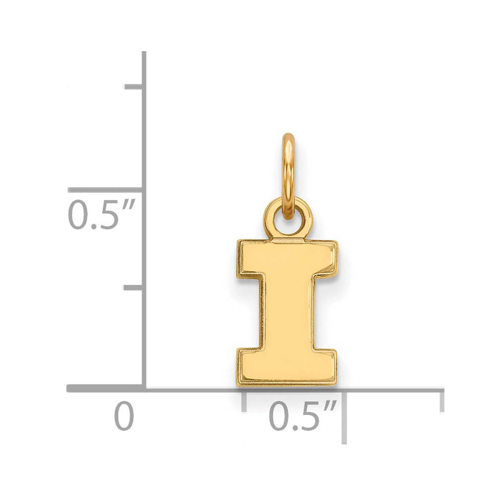Alternate view of the 10k Yellow Gold U. of Illinois XS (Tiny) Initial I Charm or Pendant by The Black Bow Jewelry Co.