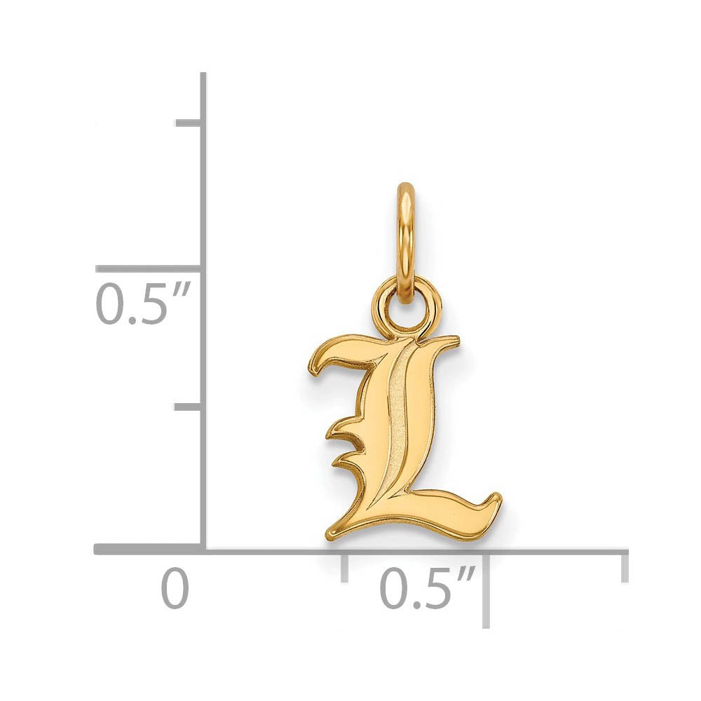 Alternate view of the 10k Yellow Gold U. of Louisville XS (Tiny) Charm or Pendant by The Black Bow Jewelry Co.