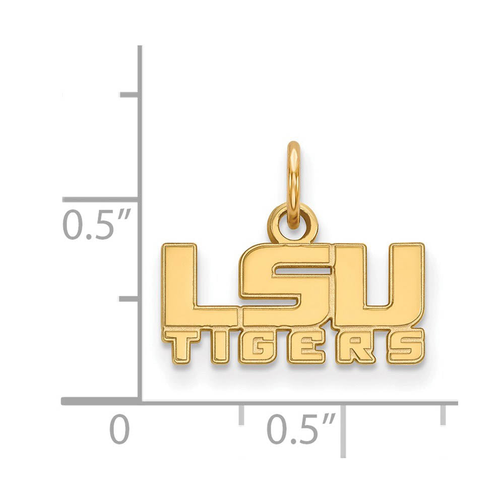 Alternate view of the 10k Yellow Gold Louisiana State XS (Tiny) 'LSU TIGERS' Charm Pendant by The Black Bow Jewelry Co.