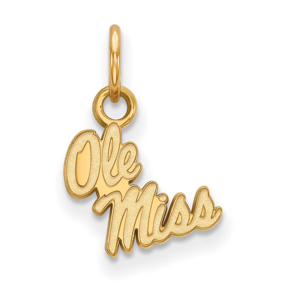 10k Yellow Gold U. of Mississippi XS (Tiny) Charm or Pendant, Item P22879 by The Black Bow Jewelry Co.