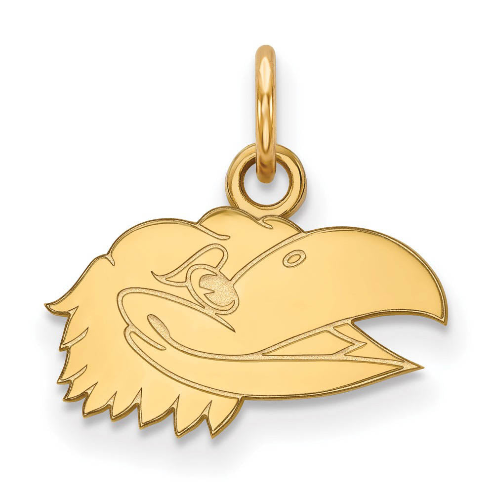 10k Yellow Gold U. of Kansas XS (Tiny) Right Profile Mascot Charm, Item P22883 by The Black Bow Jewelry Co.