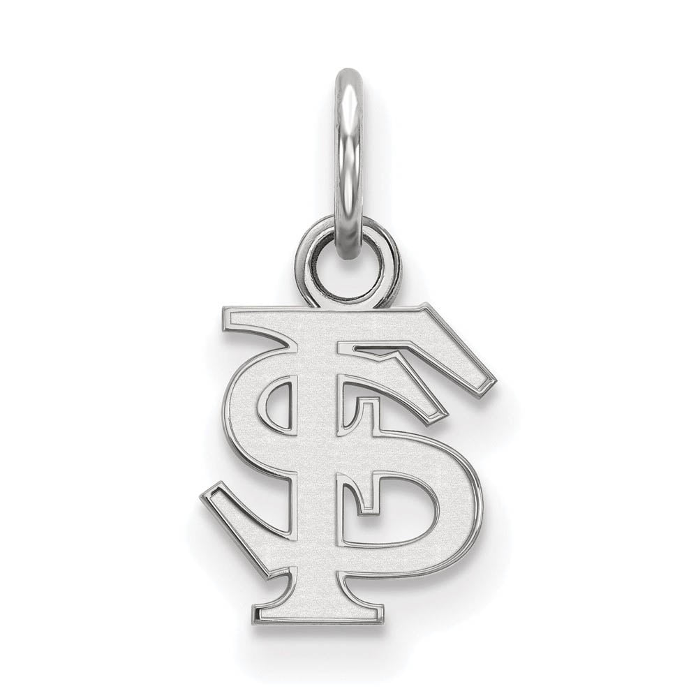 14k White Gold Florida State XS (Tiny) 'FS' Charm or Pendant, Item P22899 by The Black Bow Jewelry Co.